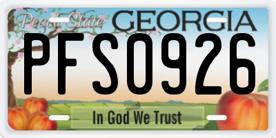 GA license plate PFS0926