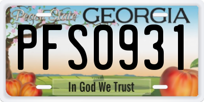 GA license plate PFS0931