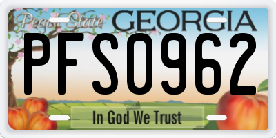 GA license plate PFS0962