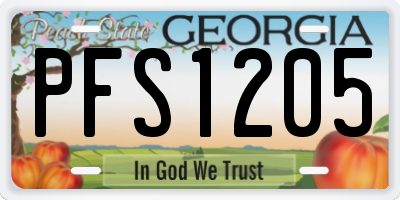 GA license plate PFS1205
