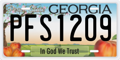 GA license plate PFS1209