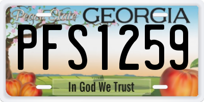 GA license plate PFS1259