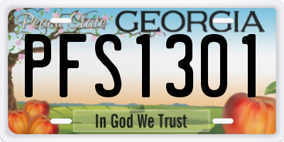GA license plate PFS1301