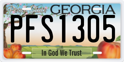 GA license plate PFS1305