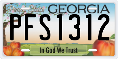 GA license plate PFS1312