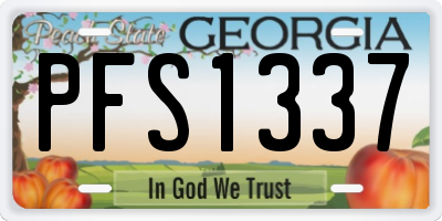 GA license plate PFS1337