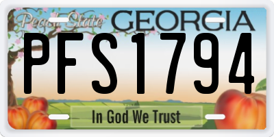 GA license plate PFS1794