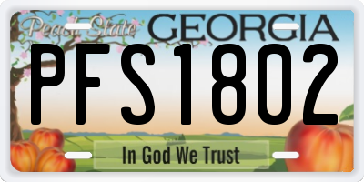 GA license plate PFS1802