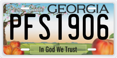 GA license plate PFS1906