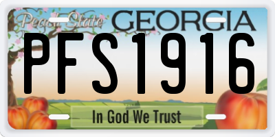 GA license plate PFS1916