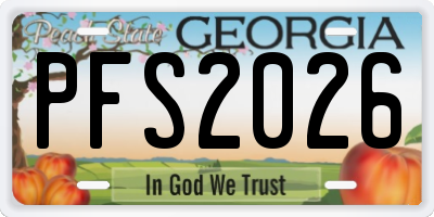 GA license plate PFS2026