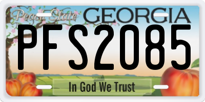 GA license plate PFS2085