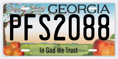 GA license plate PFS2088