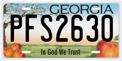 GA license plate PFS2630