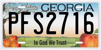 GA license plate PFS2716