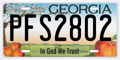 GA license plate PFS2802