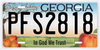 GA license plate PFS2818
