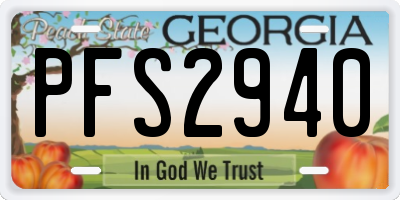 GA license plate PFS2940