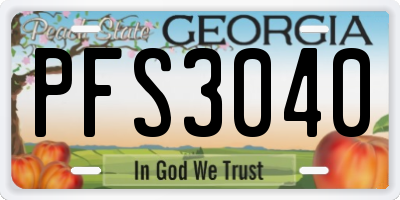 GA license plate PFS3040