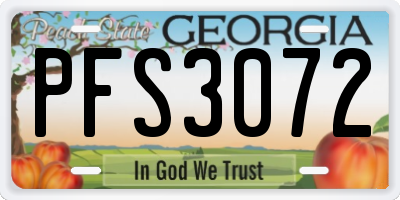 GA license plate PFS3072