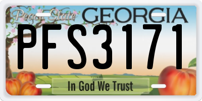 GA license plate PFS3171