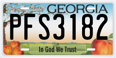 GA license plate PFS3182