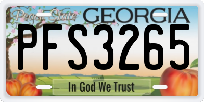 GA license plate PFS3265