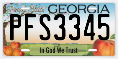 GA license plate PFS3345