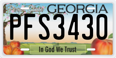 GA license plate PFS3430