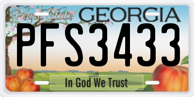 GA license plate PFS3433