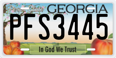 GA license plate PFS3445