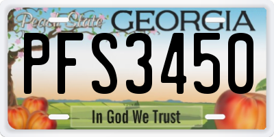 GA license plate PFS3450