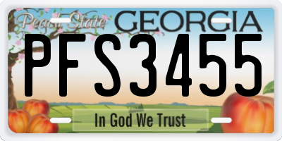 GA license plate PFS3455