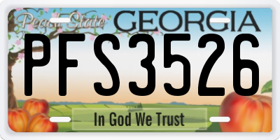 GA license plate PFS3526