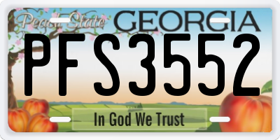 GA license plate PFS3552
