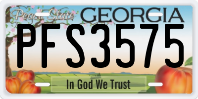 GA license plate PFS3575