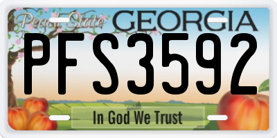 GA license plate PFS3592