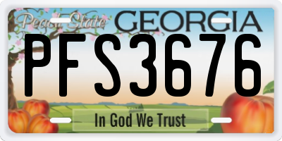 GA license plate PFS3676