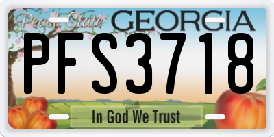 GA license plate PFS3718