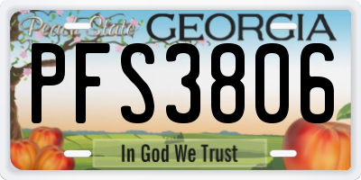 GA license plate PFS3806