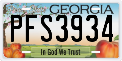 GA license plate PFS3934