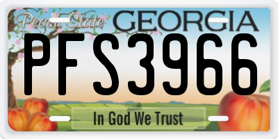 GA license plate PFS3966
