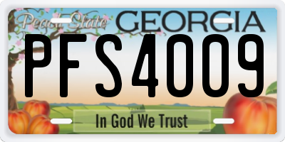 GA license plate PFS4009
