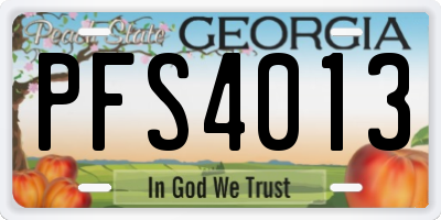 GA license plate PFS4013