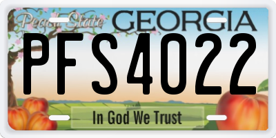 GA license plate PFS4022