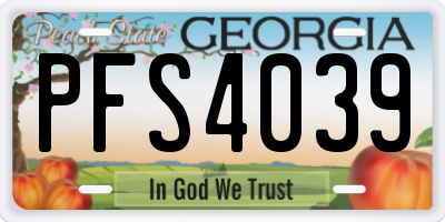 GA license plate PFS4039