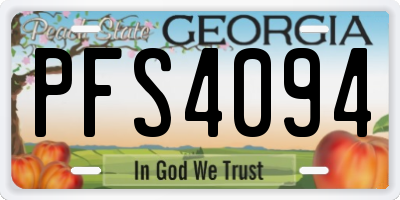 GA license plate PFS4094