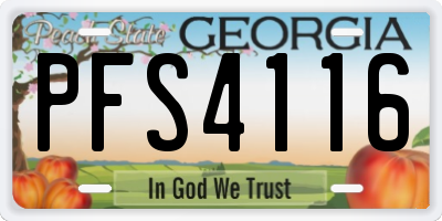 GA license plate PFS4116