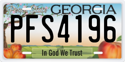 GA license plate PFS4196
