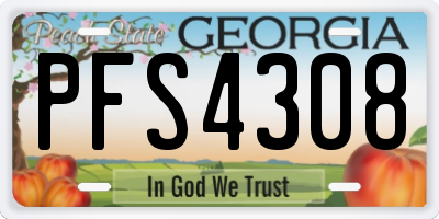 GA license plate PFS4308
